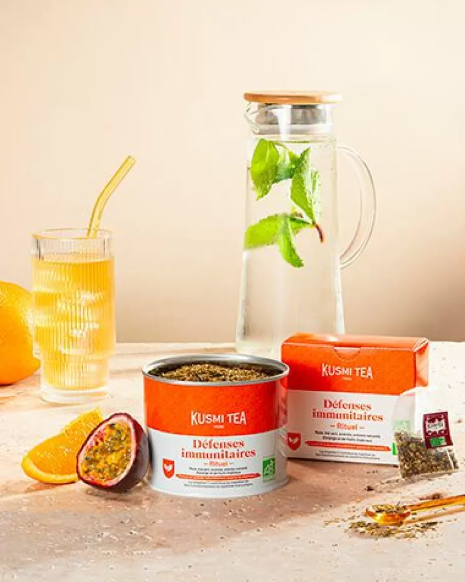 Organic Tea | Green Tea-Kusmi Tea Immune Defense Ritual ﻿Green tea, mate enriched with vitamin C