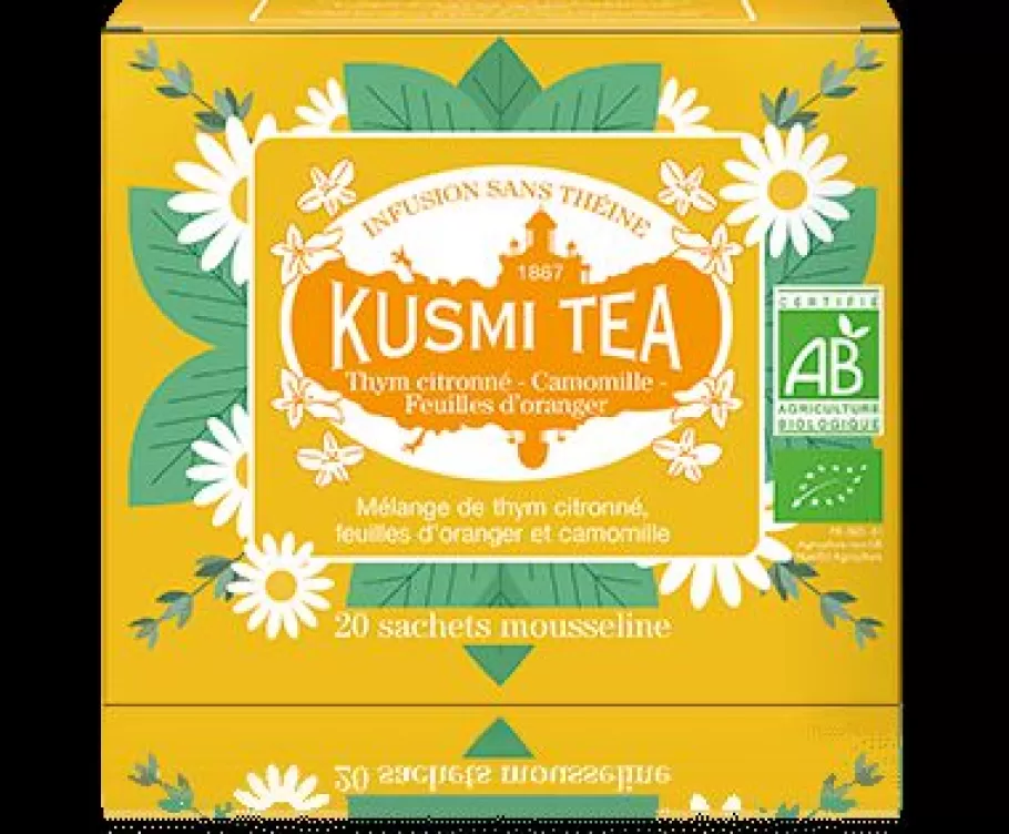 Caffeine-free | Rooibos-Kusmi Tea Lemon Thyme - Chamomile - Orange LeavesChamomile herbal tea, lemon thyme